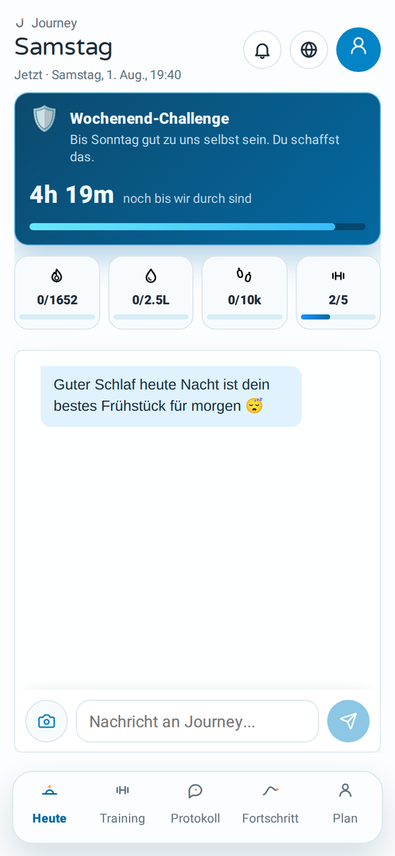 Journeys Heute-Bildschirm mit dem Ernährungstagebuch
