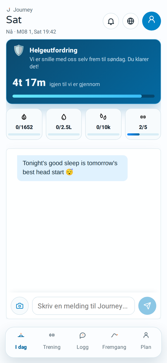 Pantalla de Hoxe de Journey co diario de comidas